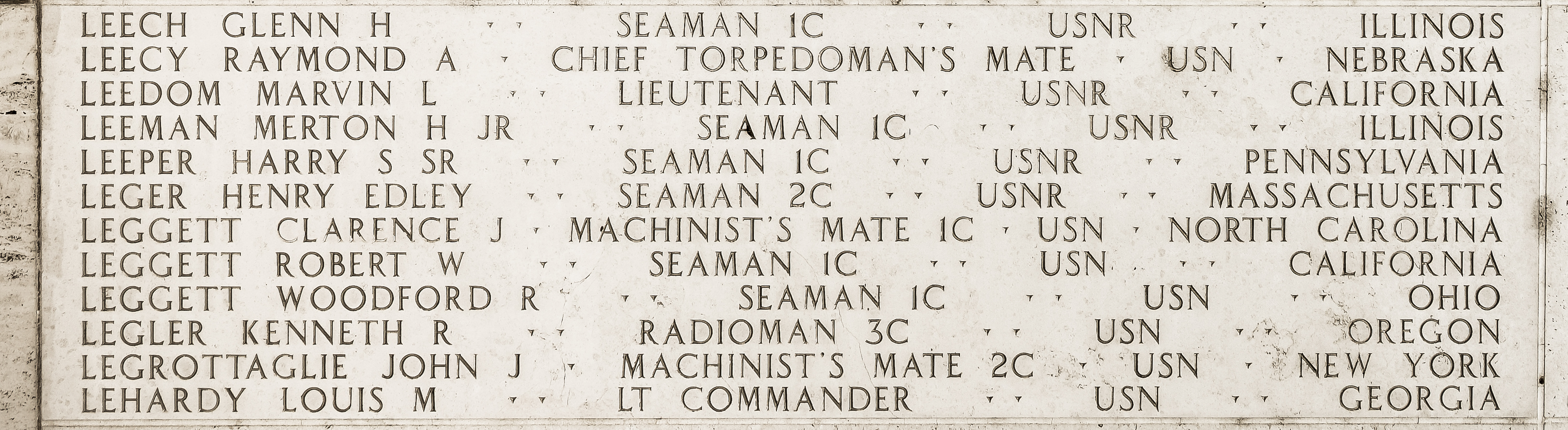 Merton H. Leeman, Seaman First Class